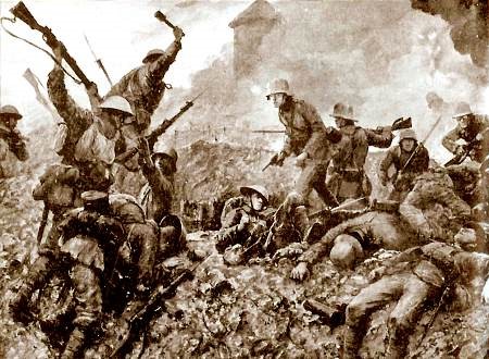 Artist's impression of the fight for the windmill at Gavrelle
